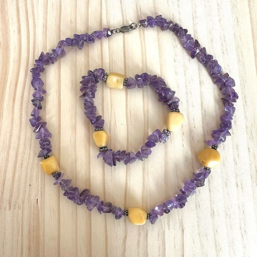 Amethyst & Resin Nugget 2-Piece Jewelry Set - Sterling Silver Accents